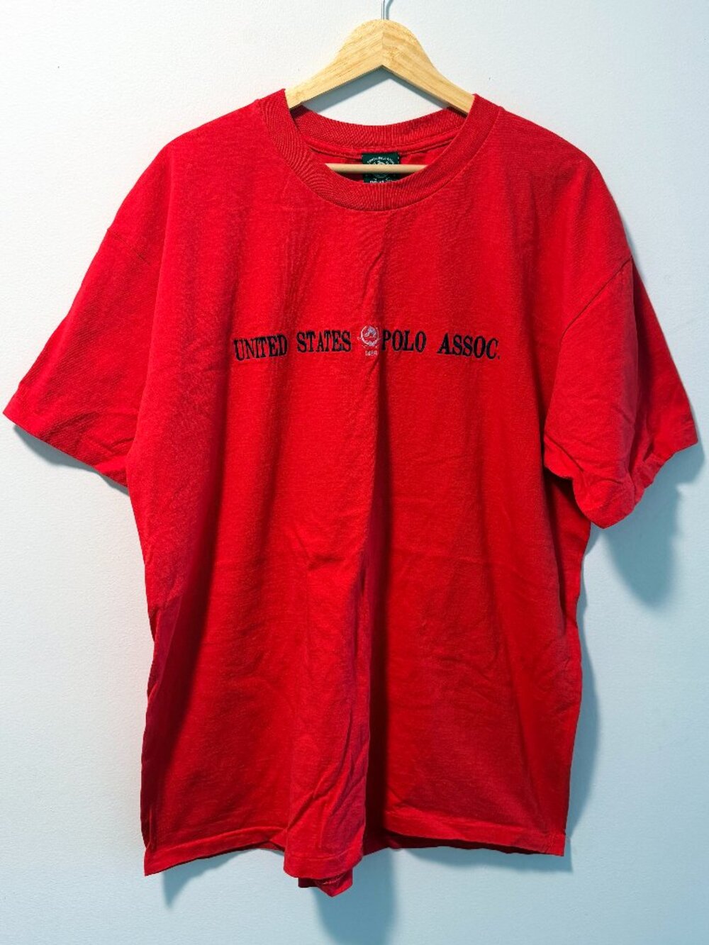 United States Polo Association T Shirt Single Stitch Red Embroidered Vintage XL